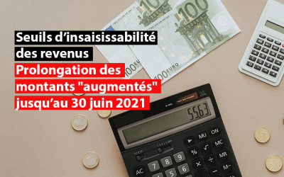 Seuils d’insaisissabilité des revenus : prolongation des montants « augmentés »jusqu’au 30 juin 2021